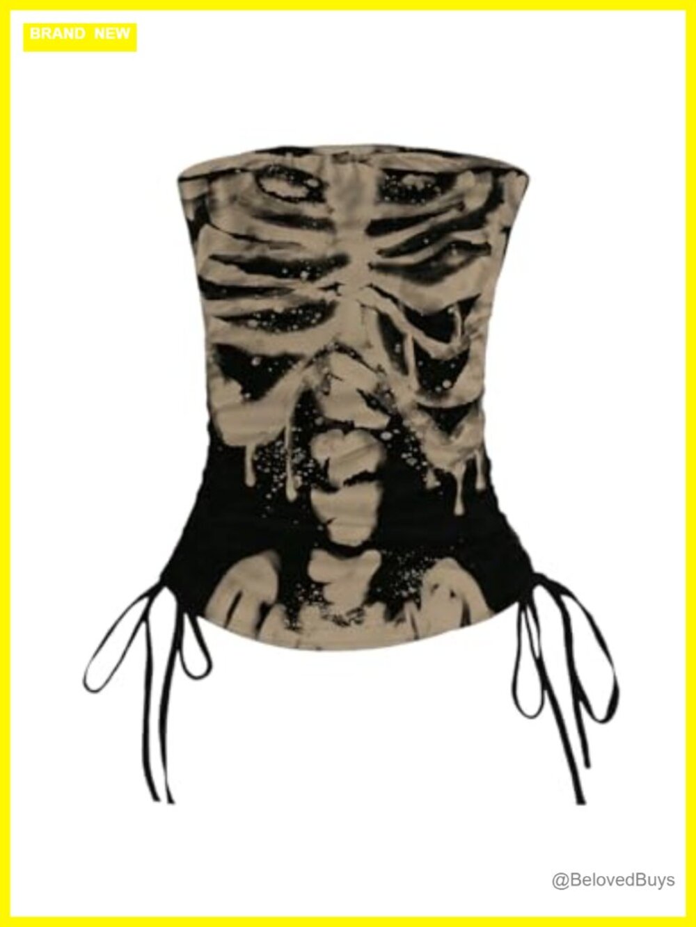 Women's Gothic Skeleton Print Strapless Tube Top Slim Fit Bandeau
